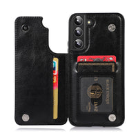 Thumbnail for Back Flip Leather Wallet Cover Case for Samsung Galaxy S22 - Black