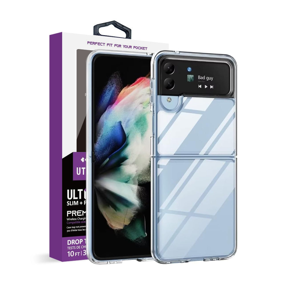 Samsung Galaxy Z Flip4 Leather Wallet Flip Case Cover - Clear