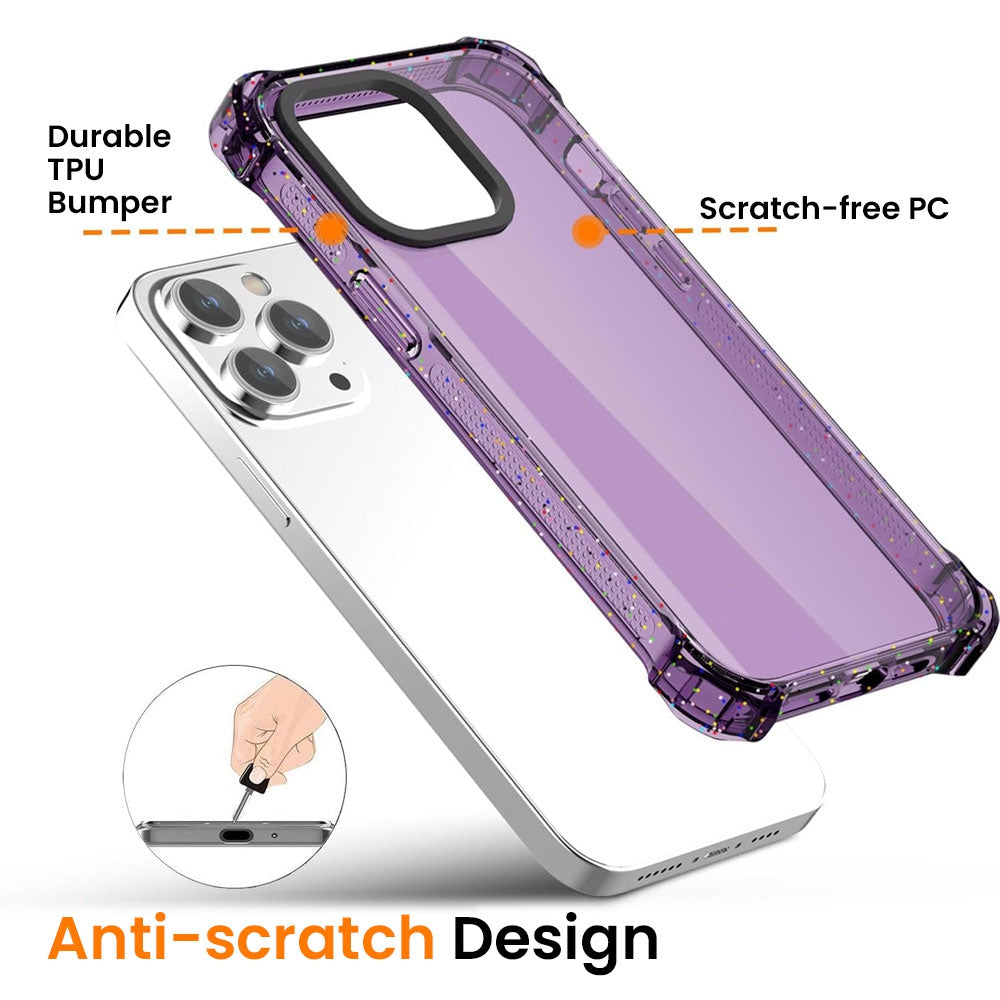 Bounce Impact Clear Shockproof Case Cover for iPhone 15 Pro-Clear - Black