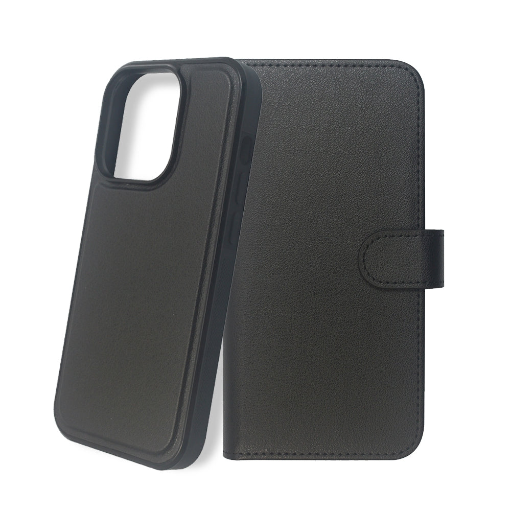 iphone-14-pro-leather-wallet-flip-magsafe-case-cover-black-22086 Black