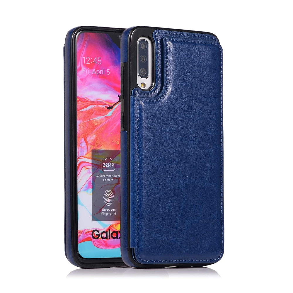 Samsung Galaxy A50 Leather Wallet Flip Case Cover - Black