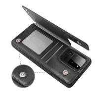 Thumbnail for Back Flip Leather Wallet Cover Case for Samsung Galaxy S20 Ultra - Black