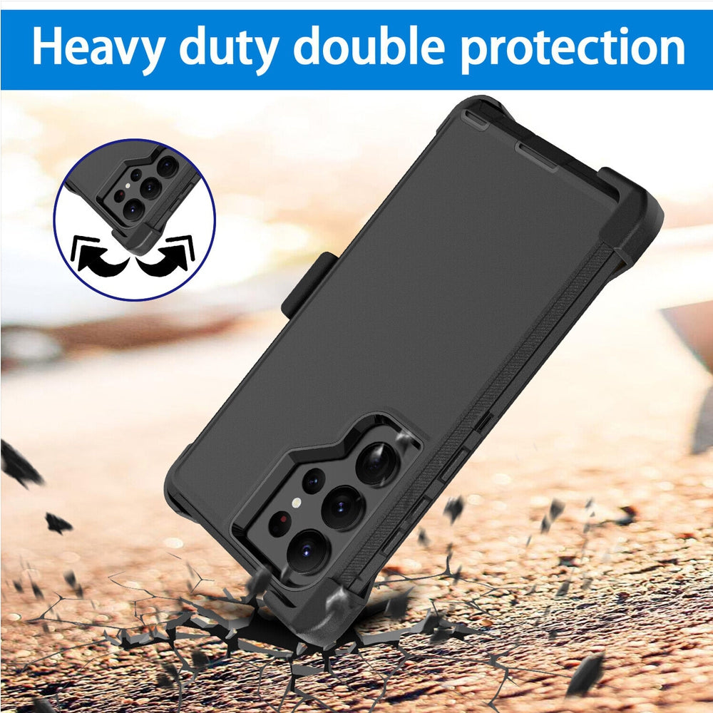 Samsung Galaxy S23 Ultra Heavy-Duty Armor Case Cover - Black