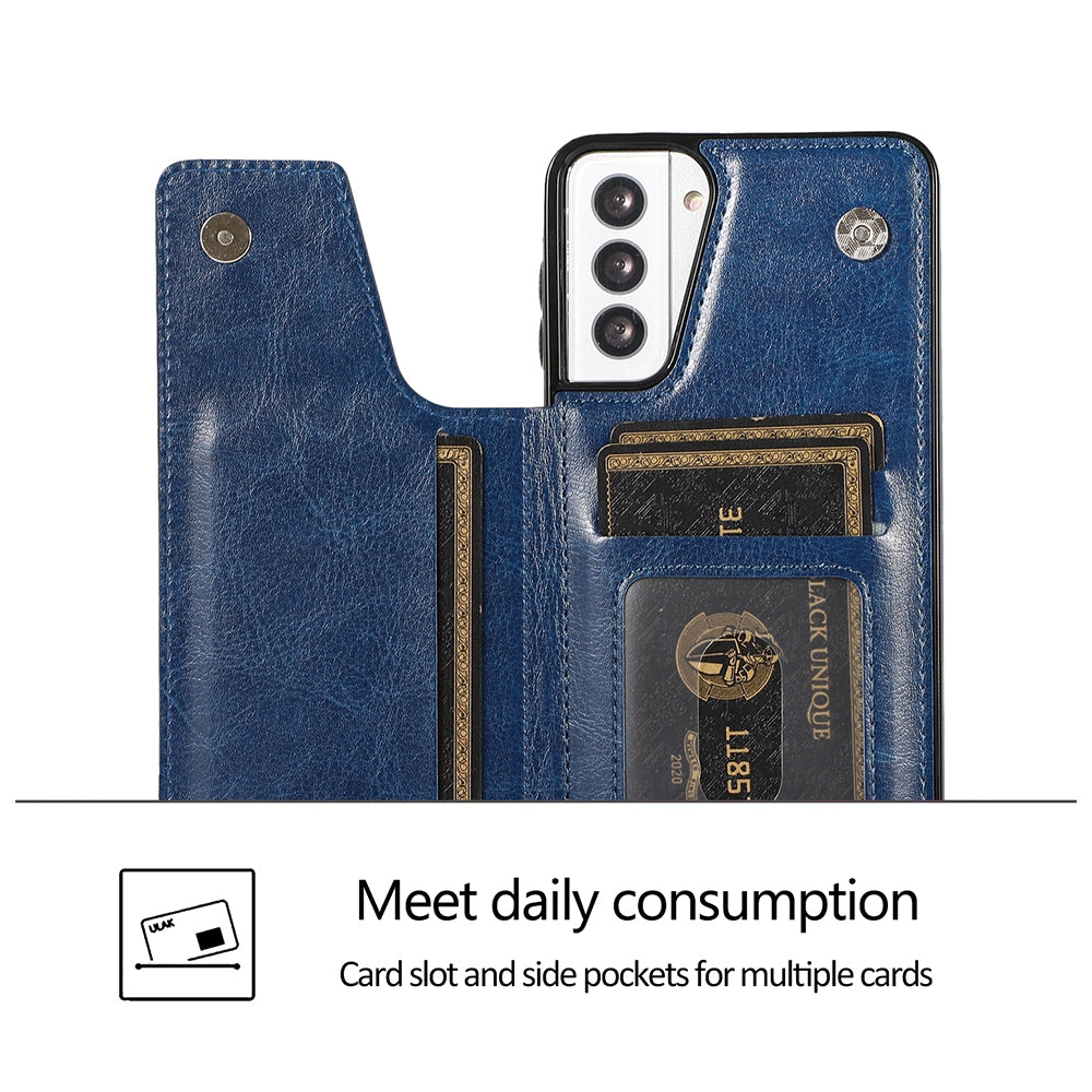Samsung Galaxy S21 Leather Wallet Flip Case Cover - Black