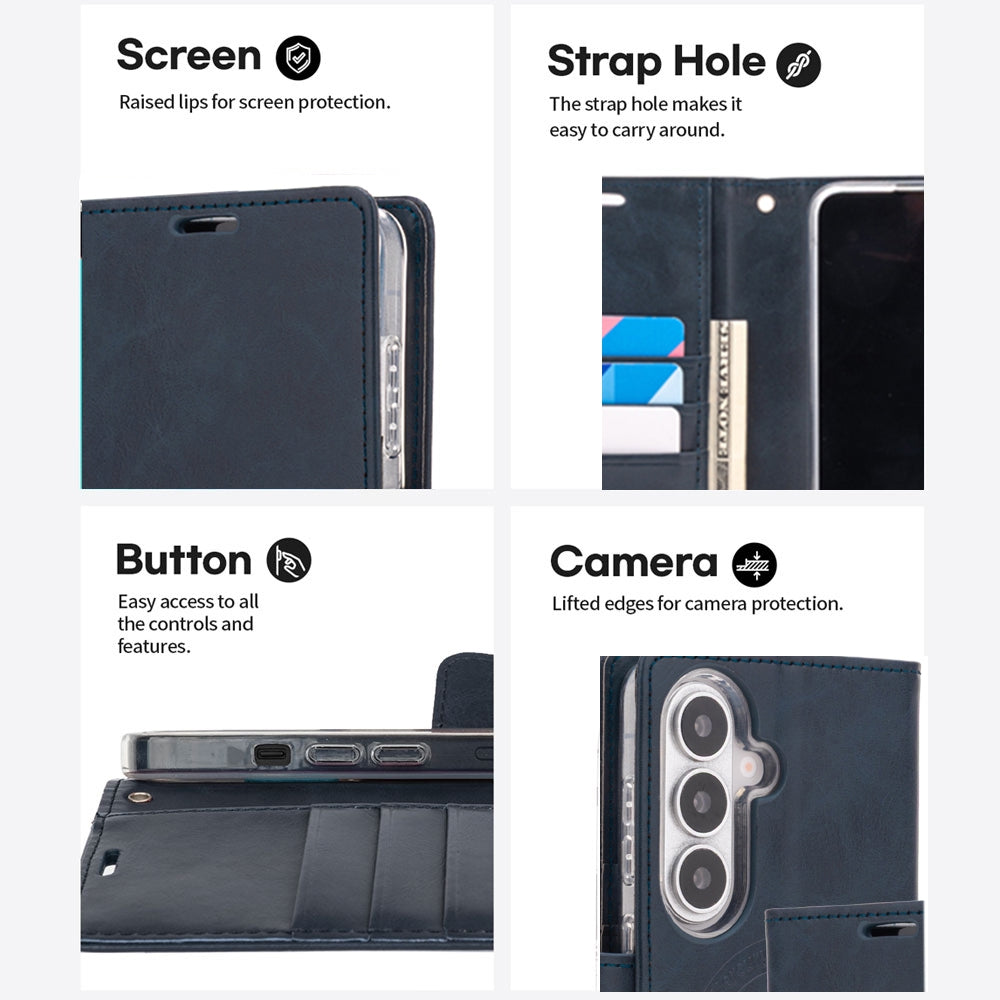 Samsung Galaxy S26 Plus Leather Wallet Flip MagSafe Case Cover - Black