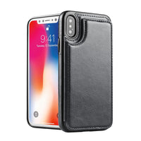 Thumbnail for iPhone X Leather Wallet Flip Case Cover - Black