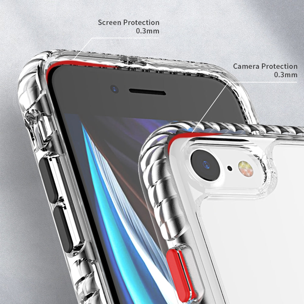 iPhone 7 Clear Shockproof Case Cover - Red