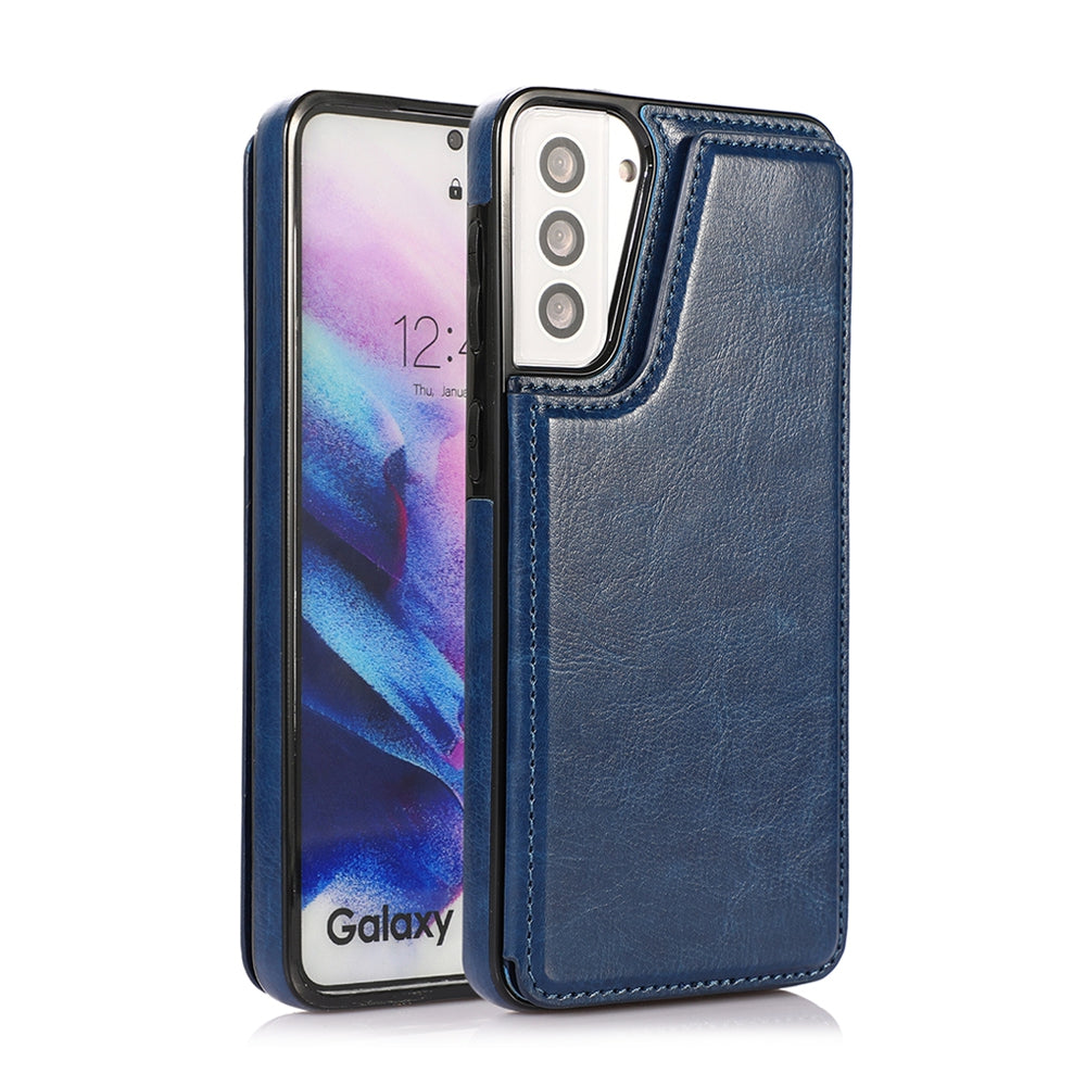 Samsung Galaxy S21 Plus Leather Wallet Flip Case Cover - Black