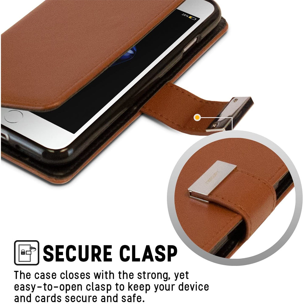 iPhone 7 Leather Wallet Flip Case Cover - Black