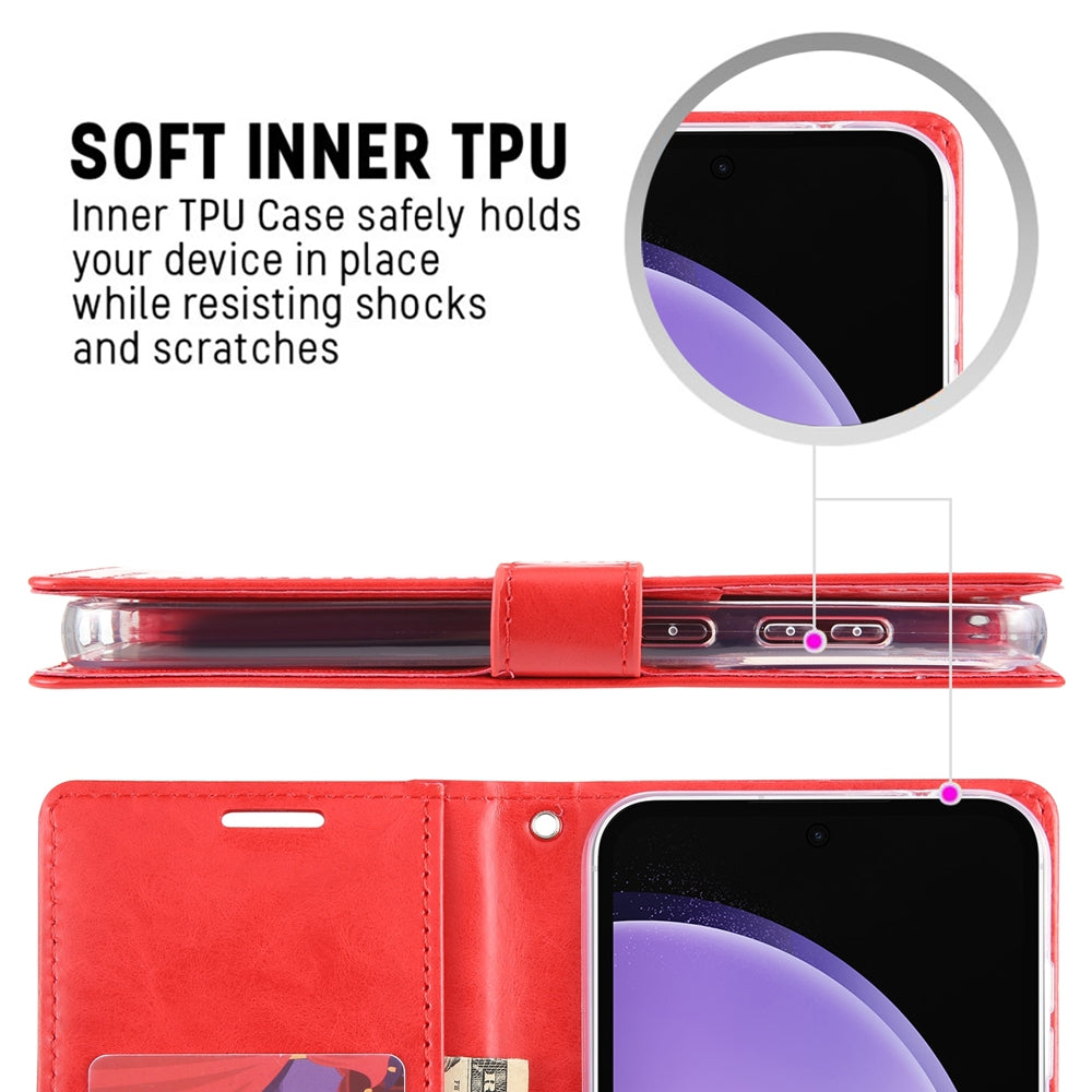 Samsung Galaxy S24 FE Leather Wallet Flip MagSafe Case Cover - Black