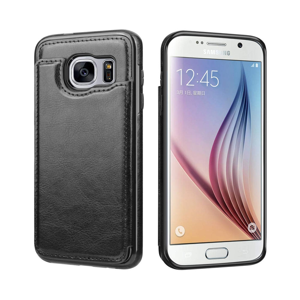 samsung-galaxy-s7-edge-leather-wallet-flip-case-cover-black-19548 Black