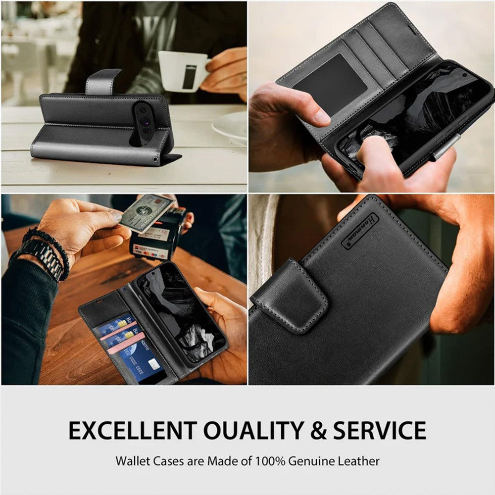 Hanman PU Flip Leather Wallet Case for Google Pixel 10 Pro Fold-Rose - Gold