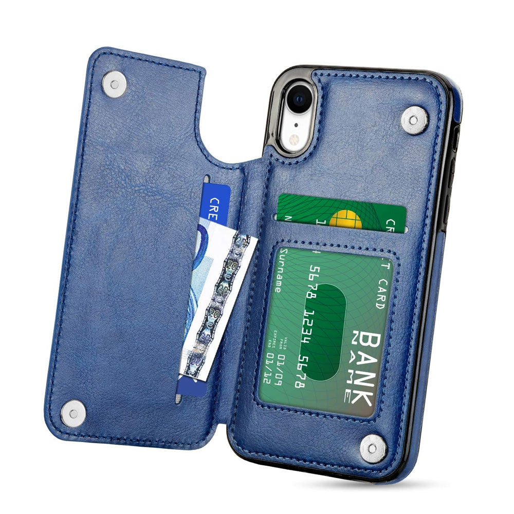 Back Flip Leather Wallet Case Cover for Apple iPhone XR - Black