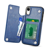 Thumbnail for Back Flip Leather Wallet Case Cover for Apple iPhone XR - Black
