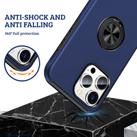 Thumbnail for iPhone 16 Pro Comprehensive Protection Case Cover with Magnetic Ring Holder: Anti-Shock, Anti-Falling - Black