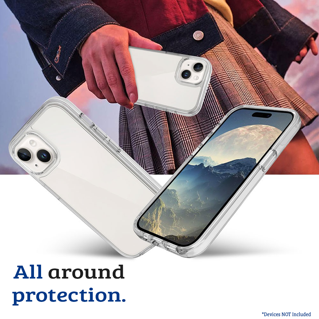 iPhone 15 Shockproof Case Cover with Wireless Charging Support - Easy Grip, Slip-Proof, Screen & Camera Lens Guard - Black