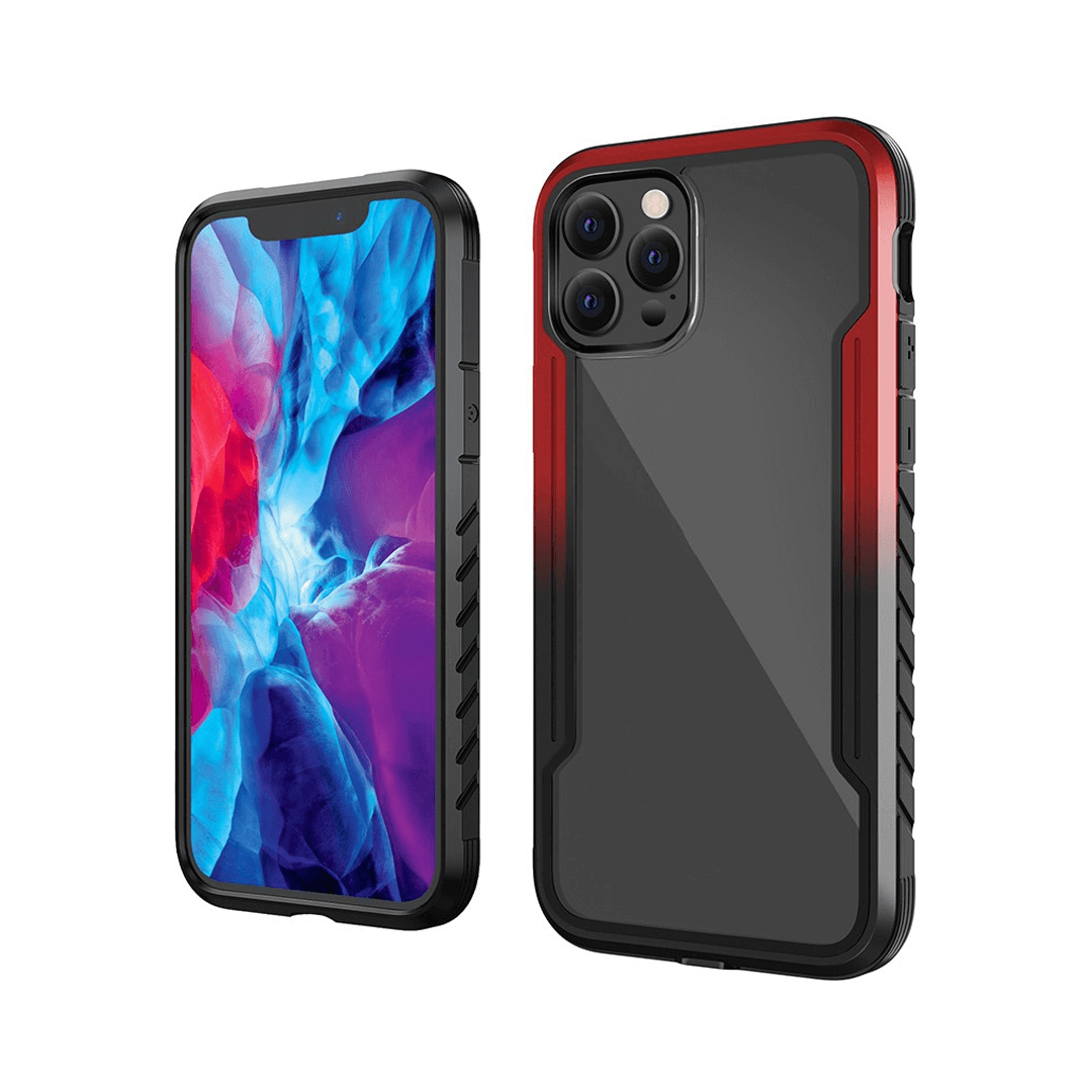 iPhone 12 Pro Max Compatible Case Cover With Premium Shield Shockproof Heavy Duty Armor -Black + Red