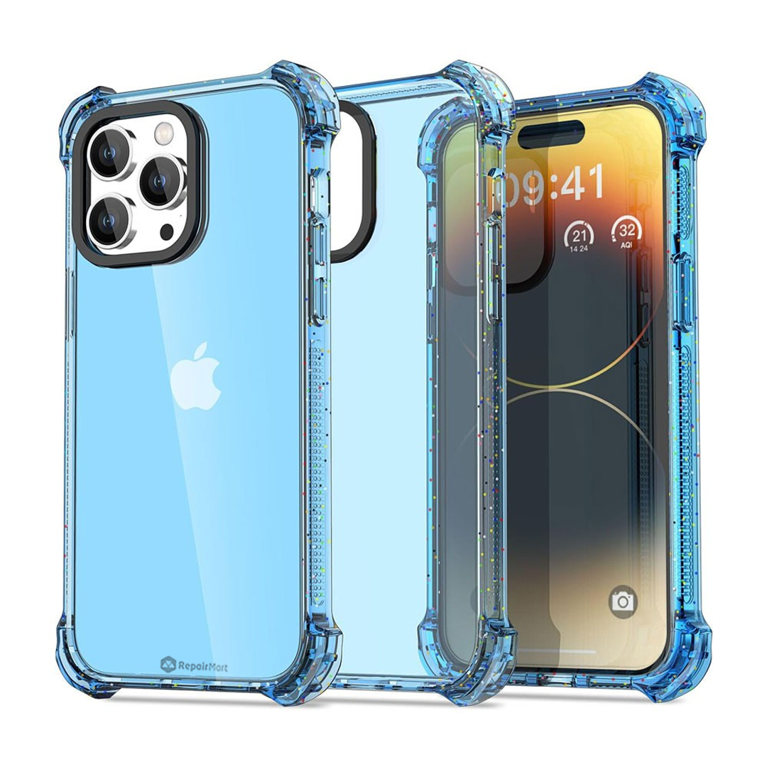 iPhone 15 Plus Shockproof Case Cover - Drop-Resistant, Premium Quality, Comfortable Grip, Long-Lasting, Lightweight - Clear Blue