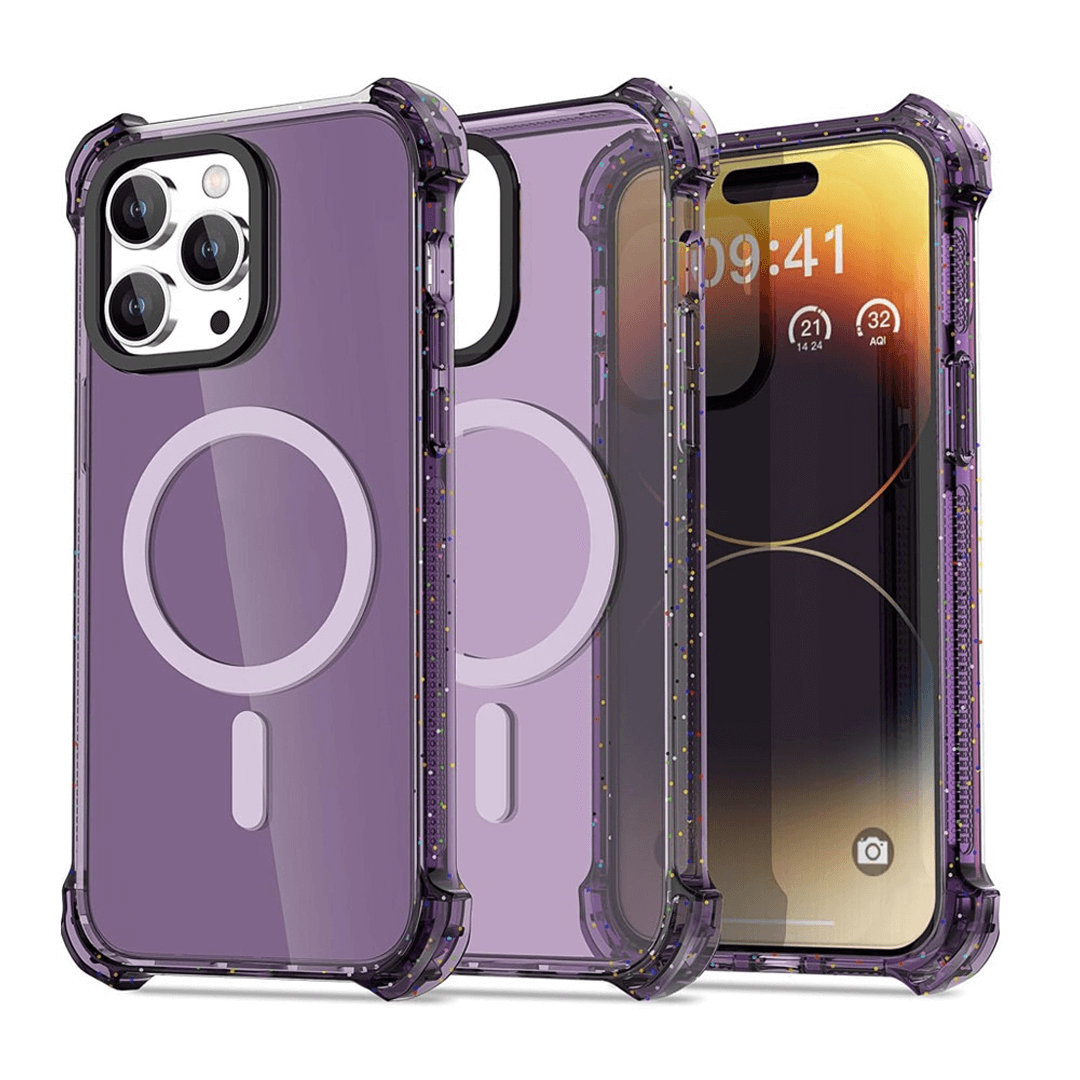 iPhone 15 Compatible Case Cover With Clear Bounce Impact Compatible With Magsafe Technology - Clear Purple