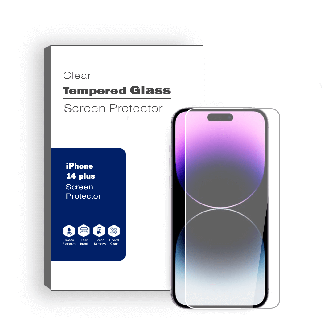 iPhone 14 Plus Compatible Premium 2.5D Clear Tempered Glass Protector