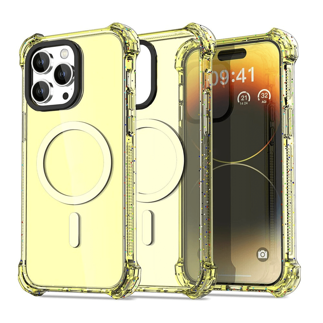  iPhone 15 Compatible Case Cover With Clear Bounce Impact Compatible With Magsafe Technology - Clear Yellow