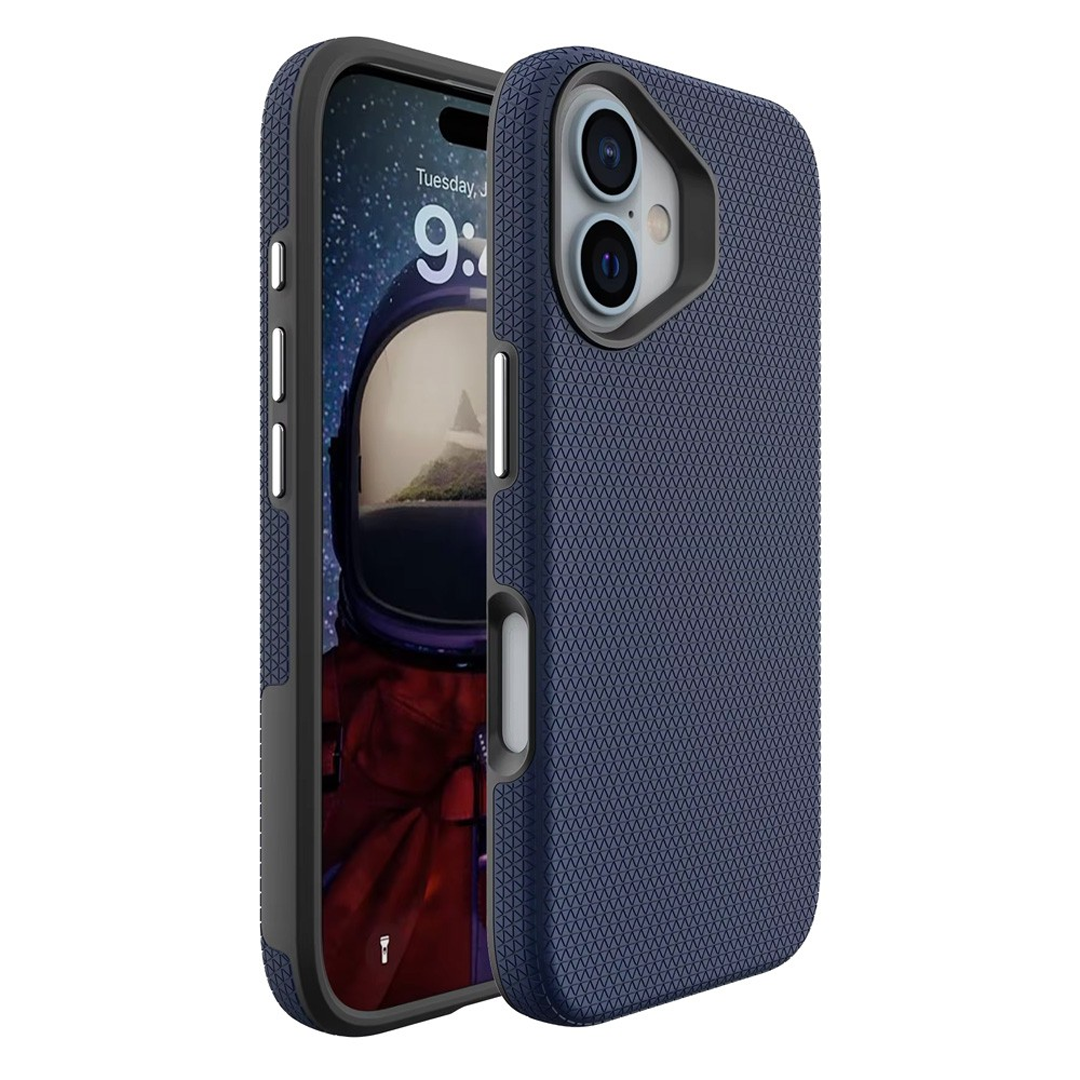 iPhone 16 Rugged Shockproof Case Cover: MagSafe Compatible, High-Quality, Fingerprint-Resistant, Hard Protection - Navy