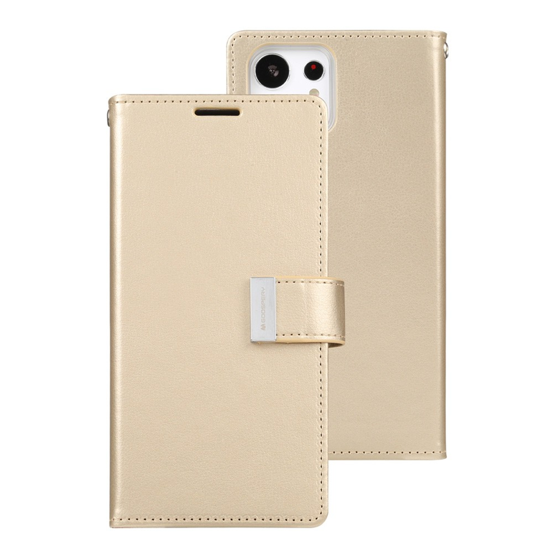 Samsung Galaxy S23 Ultra Compatible Case Cover With Rich Diary - Gold