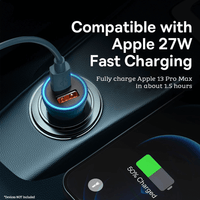 Thumbnail for Baseus Golden Contactor Max Dual Fast Charger Car Charger U+C 60W-Grey