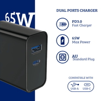 Thumbnail for 65W PD3.0+QC3.0 Fast Charging Adapter: Power Up Your Devices Faster - White