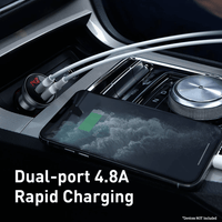 Thumbnail for Digital Display Dual USB 4.8A Car Charger 24W - Effortless Charging for Your Journey-Grey
