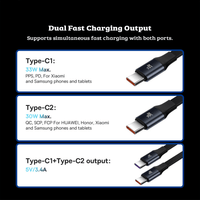 Thumbnail for Retractable 2-in-1 Car Charger - Dual Type-C Outputs for Rapid 33W Charging