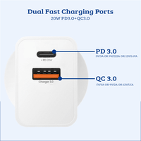 Thumbnail for 20W PD3.0+QC3.0 Fast Charging Adapter: Efficient Dual Charging Solution