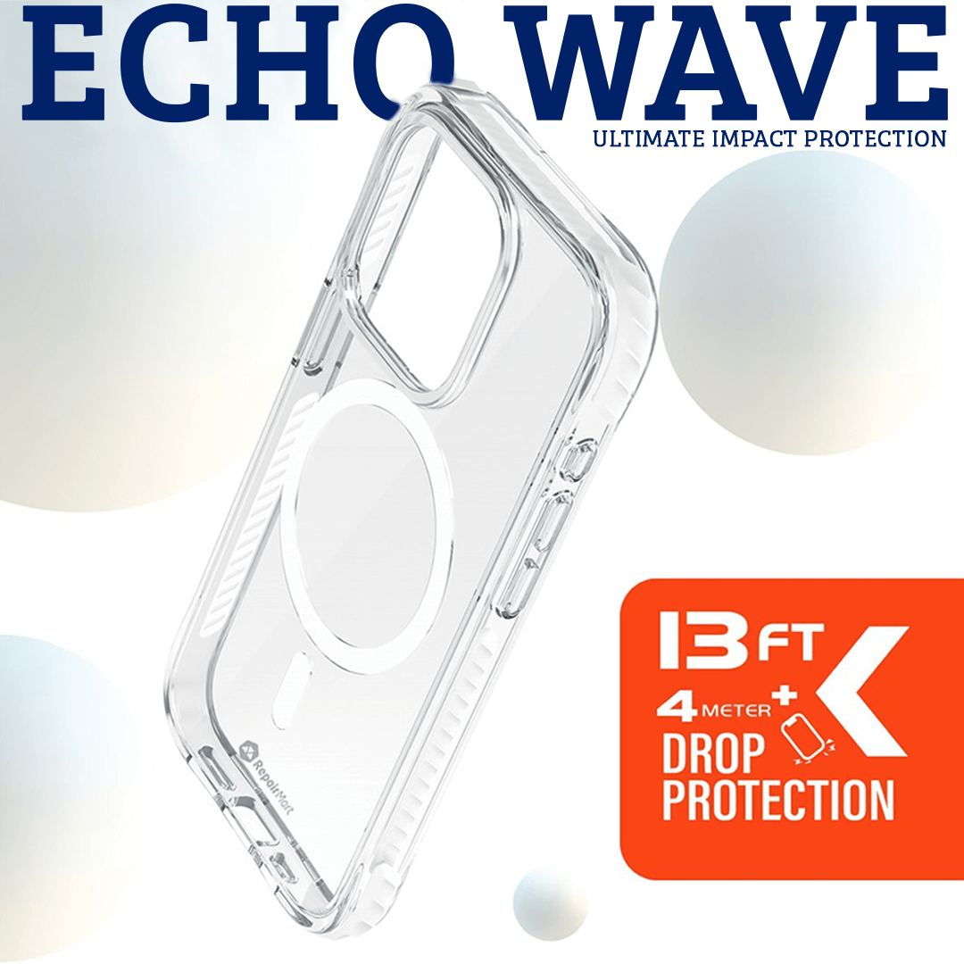 iPhone 15 Pro Compatible Case Cover With Transparent Echo Wave Ultimate Impact Protection And Compatible With Magsafe Technology - Clear Purple