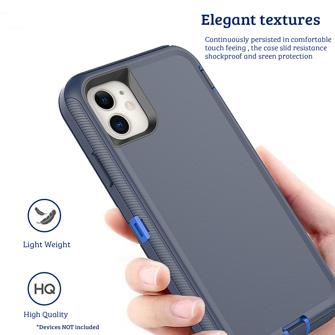 iPhone 11 Pro Compatible Case Cover With Belt Clip And Shockproof Robot Armor Hard Plastic - Navy