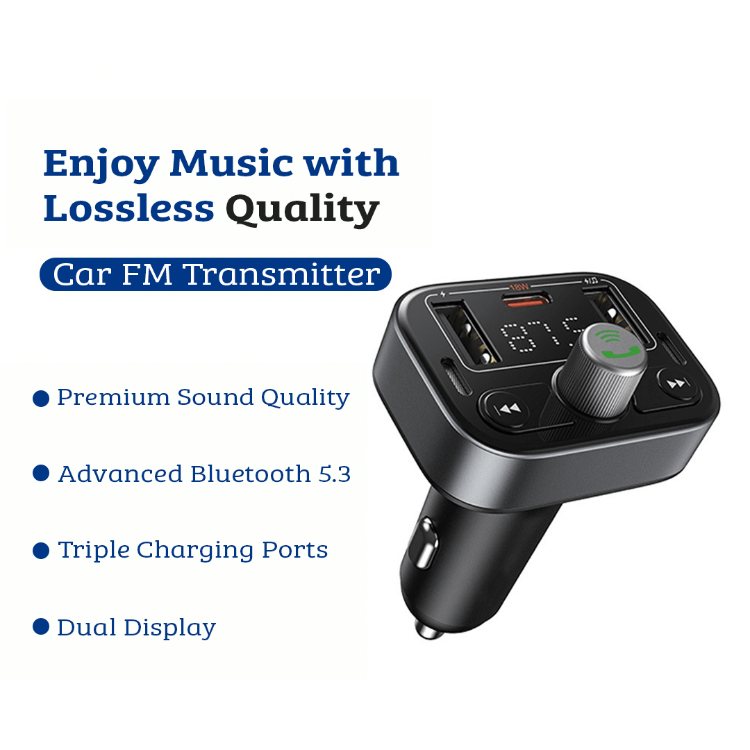 Car FM Transmitter: Streamlined Connectivity and Versatile Charging Hub