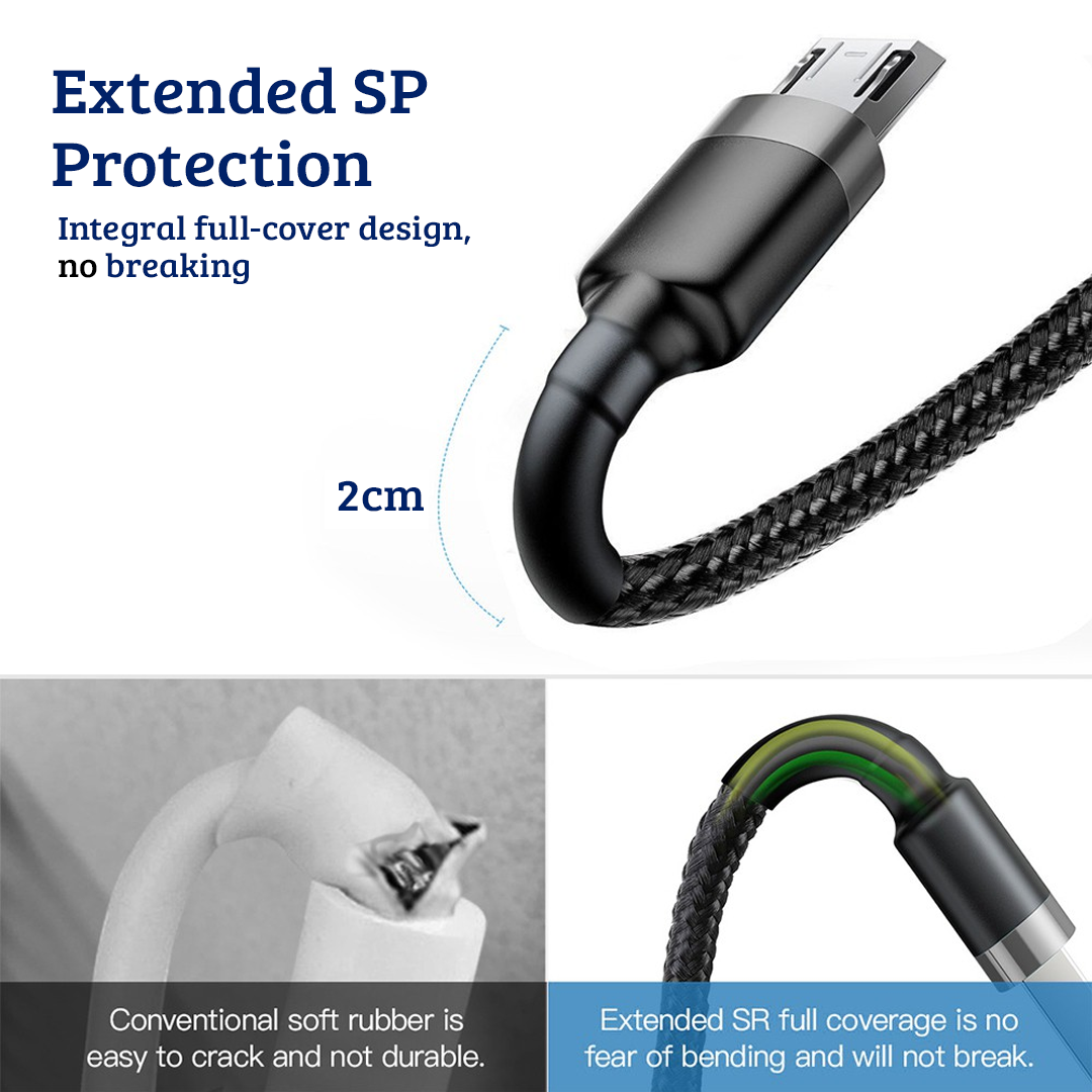Double Side Insertion Micro USB to USB-A Fast Charging Cable 0.3M
