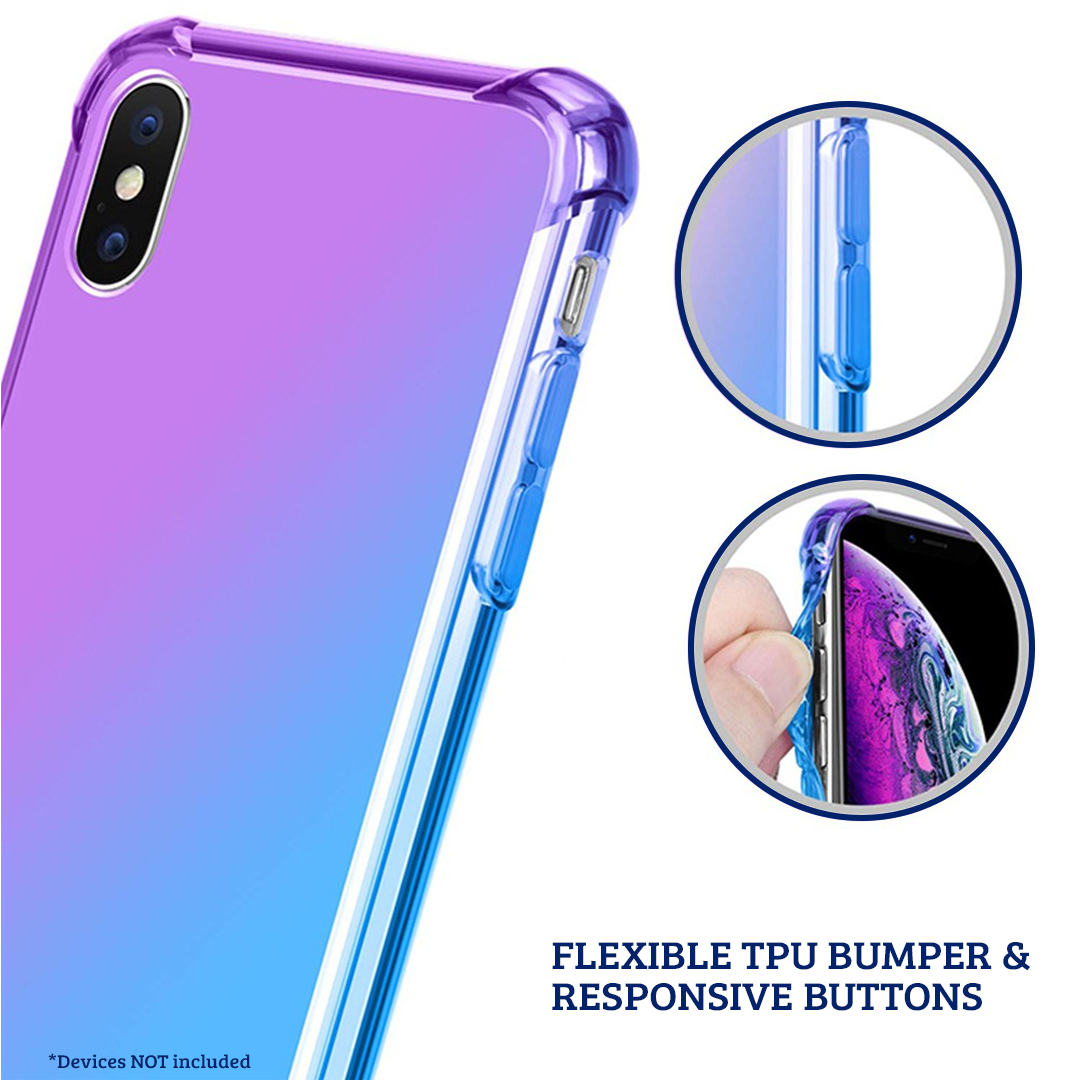 iPhone 11 Pro Compatible Case Cover With Clear Rainbow Airbag Bumper Shockproof - Pink and Purple