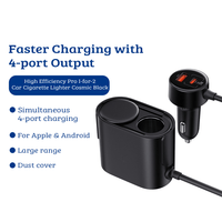 Thumbnail for Car Cigarette Lighter 1-for-2- 30W Splitter with Four Charging Ports, Fast and Safe Charging Solution