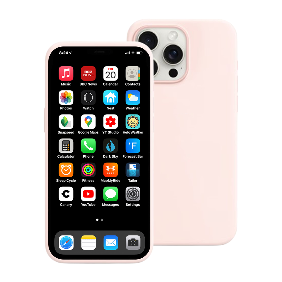 iPhone 15 Pro Liquid Silicone Case Cover - Washable, Shock-Proof, Drop-Resistant, Ultra-Soft, Scratch-Free, Durable - Baby Pink