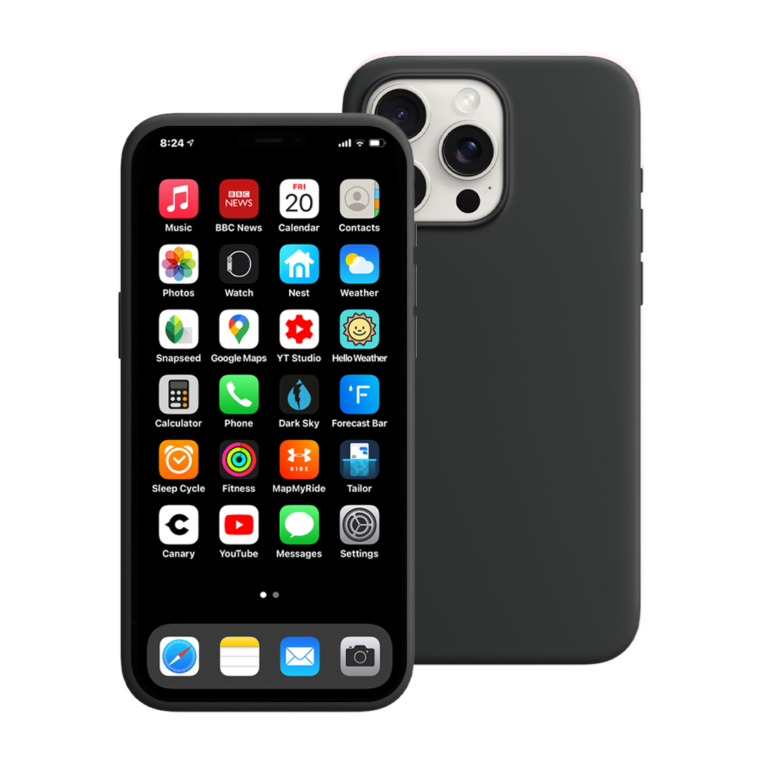 iPhone 15 Pro Liquid Silicone Case Cover - Washable, Shock-Proof, Drop-Resistant, Ultra-Soft, Scratch-Free, Durable - Black