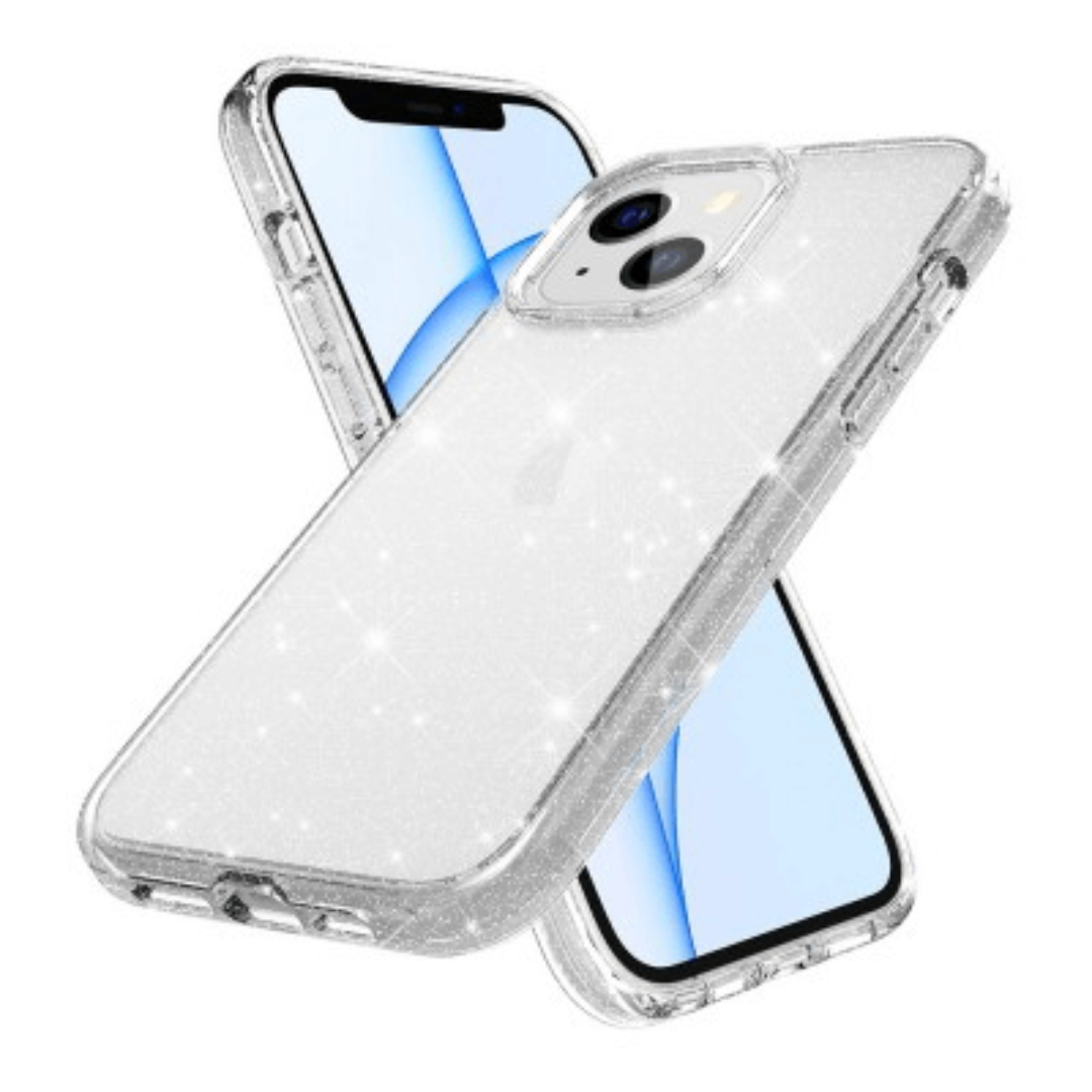 iPhone 14 Plus Compatible Case Cover Featuring Shockproof Glitter - Transparent