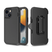 Thumbnail for iPhone 14 Plus Compatible Case Cover With Robot Armor Hard Plastic And Belt Clip - Black