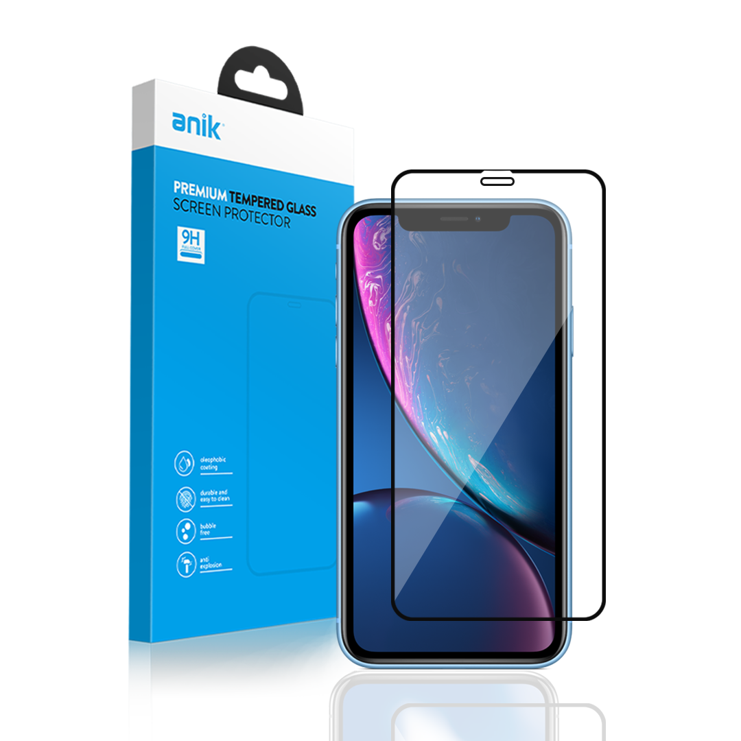 Anik Premium Full Edge Coverage High-Quality Full Faced Tempered Glass Screen Protector fit for iPhone XR