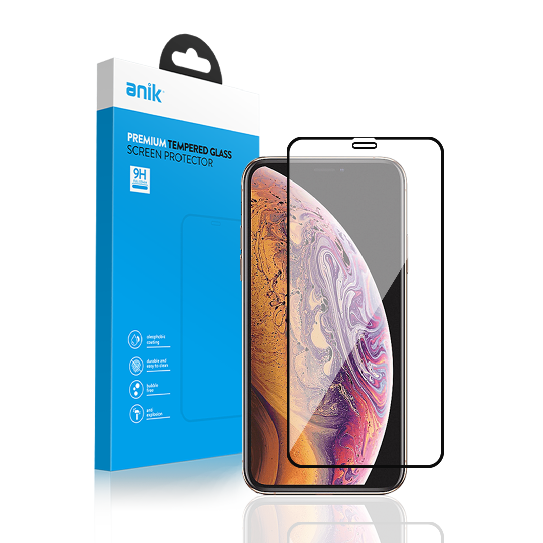 Anik Premium Full Edge Coverage High-Quality Full Faced Tempered Glass Screen Protector fit for iPhone XS Max