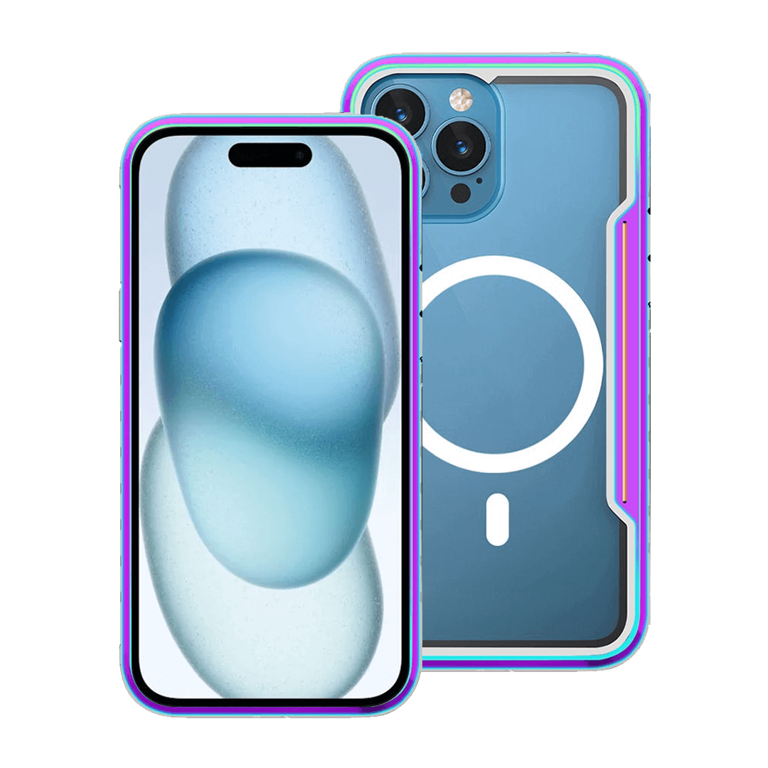 iPhone 15 Pro Max Compatible Armor Case Cover Premium Shockproof Heavy Duty Compatible with MagSafe Technology - Iridescent