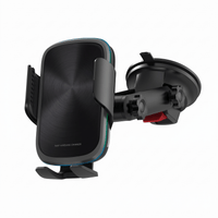 Thumbnail for 15W Wireless Charging Car Phone Mount Black — Fast Qi Charger, Auto-Clamp Holder, Ambient Light | Australian Stock
