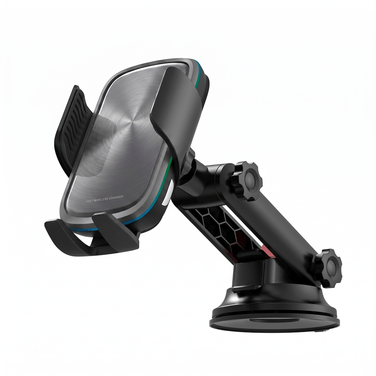 15W Wireless Charging Car Phone Mount Black — Fast Qi Charger, Auto-Clamp Holder, Ambient Light | Australian Stock