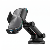 Thumbnail for 15W Wireless Charging Car Phone Mount Black — Fast Qi Charger, Auto-Clamp Holder, Ambient Light | Australian Stock