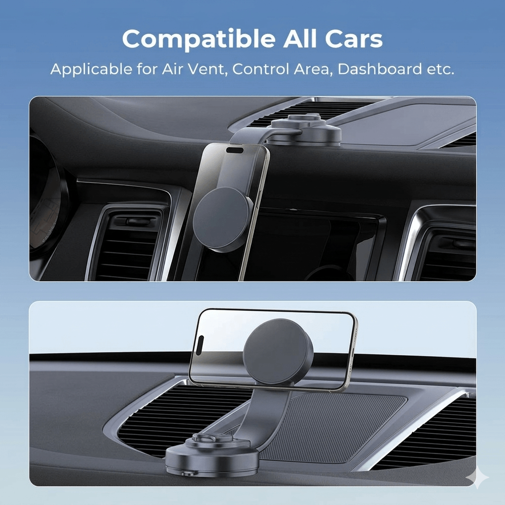 Magnetic Phone Holder Black — Compact Car Mount, MagSafe Compatible, Universal Fit Air Vent Holder | Australian Stock