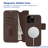 Thumbnail for iPhone 15 Pro Compatible Case Cover With Folio Urbain Magnetic Leather Detachable Wallet - Coffee